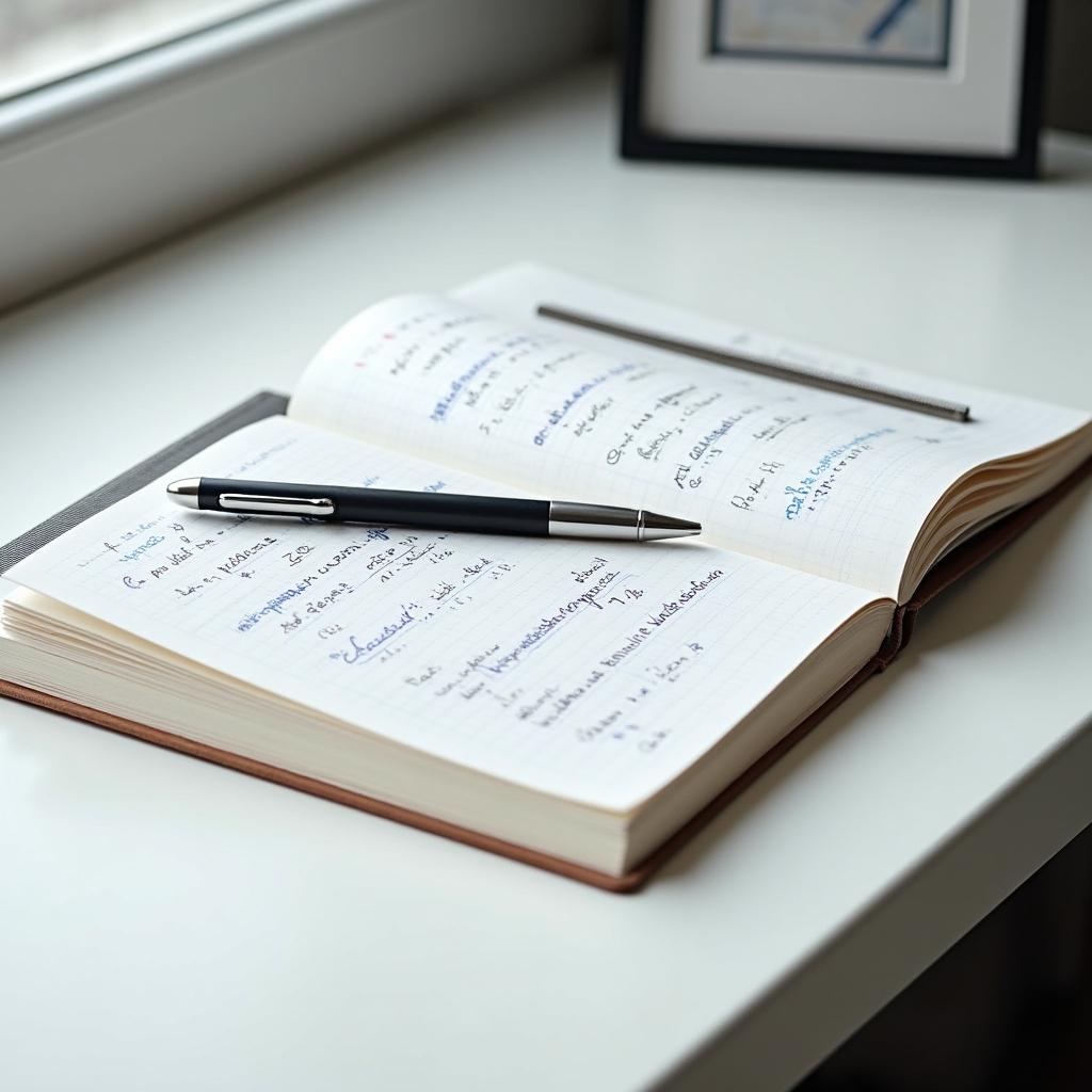 Quaderno con formule matematiche finanziarie
